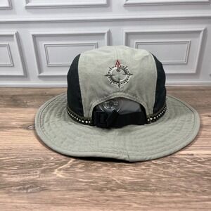 REI Sun Hat Kids Adjustable Sage Green Mesh Canvas Compass Hiking Bucket